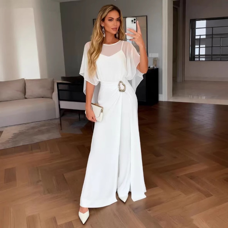 Summer Clothing Women Sale - 2026 New Women White Chiffon Jumpsuit