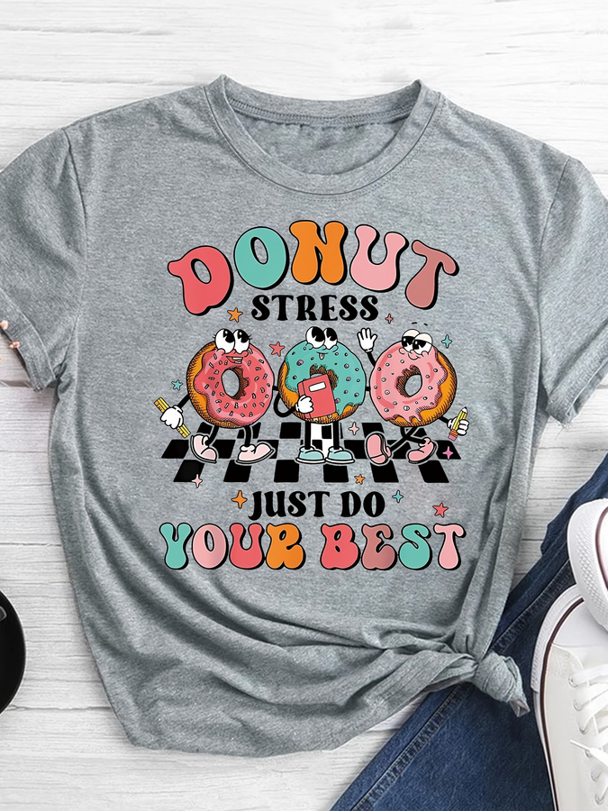 Cartoon Donut Print T-shirt, S - огляд і ціна Summer Clothing Trends For Women 2026