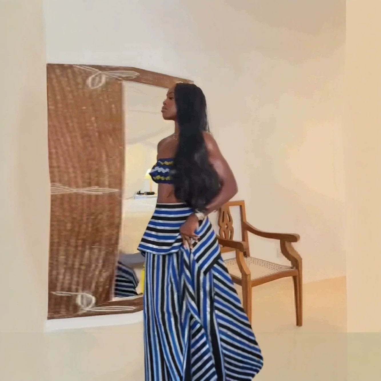 Wind-striped Strapless Dress S - огляд і ціна Summer Clothing Women Sale